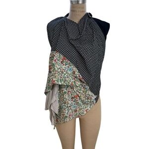 JT Argentina Multiprint Top Asymmetrical Lagenlook 100% Cotton Womens XS